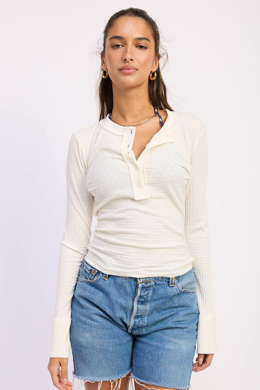 Leni Raw Edge Henley Top