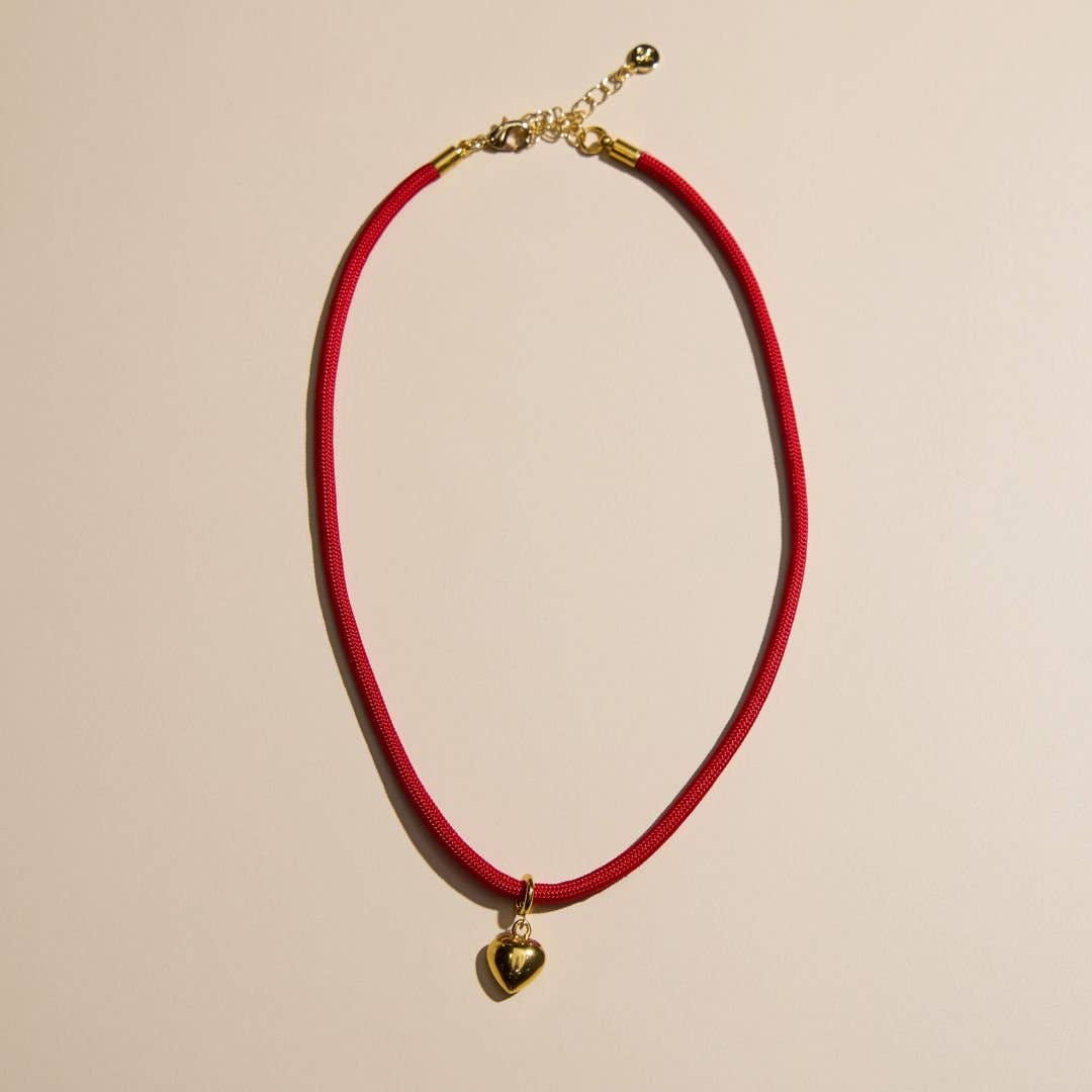 Nickel and Suede - Gold Puffy Heart Charm