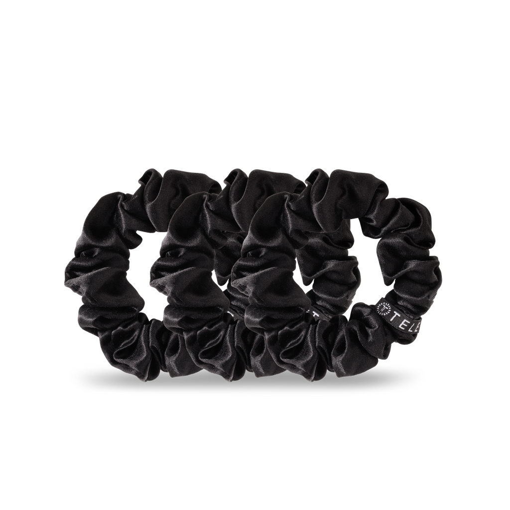 TELETIES - Silk Hair Scrunchie | Large | Jet Black