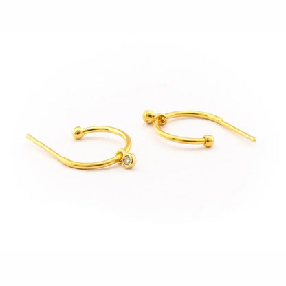 Tai Jewelry - Small Hoop Earrings with 1 CZ Charm