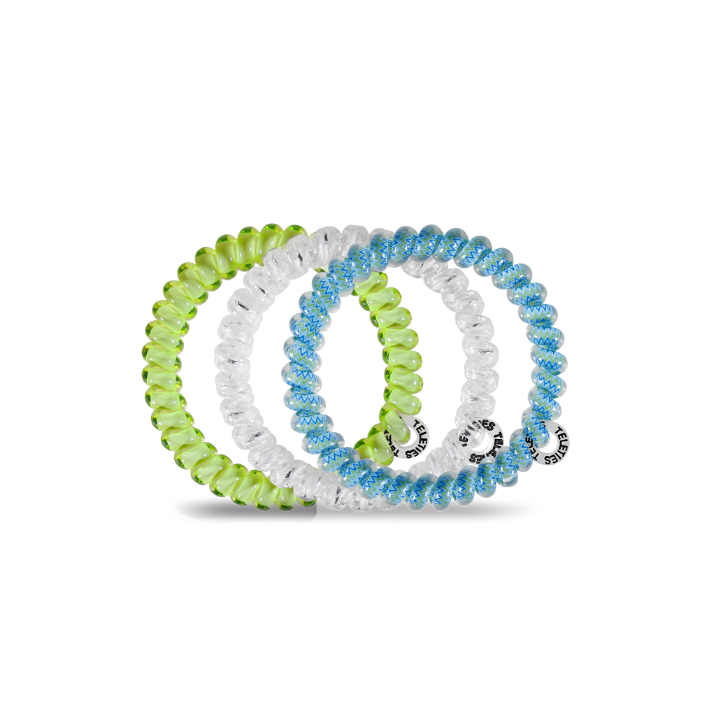 TELETIES - Ocean Villa - Small Spiral Hair Coils, Hair Ties, 3-Pack