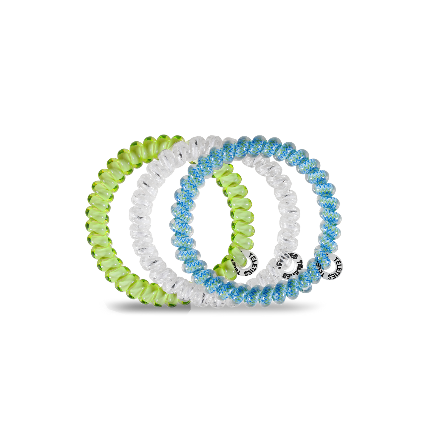 TELETIES - Ocean Villa - Small Spiral Hair Coils, Hair Ties, 3-Pack