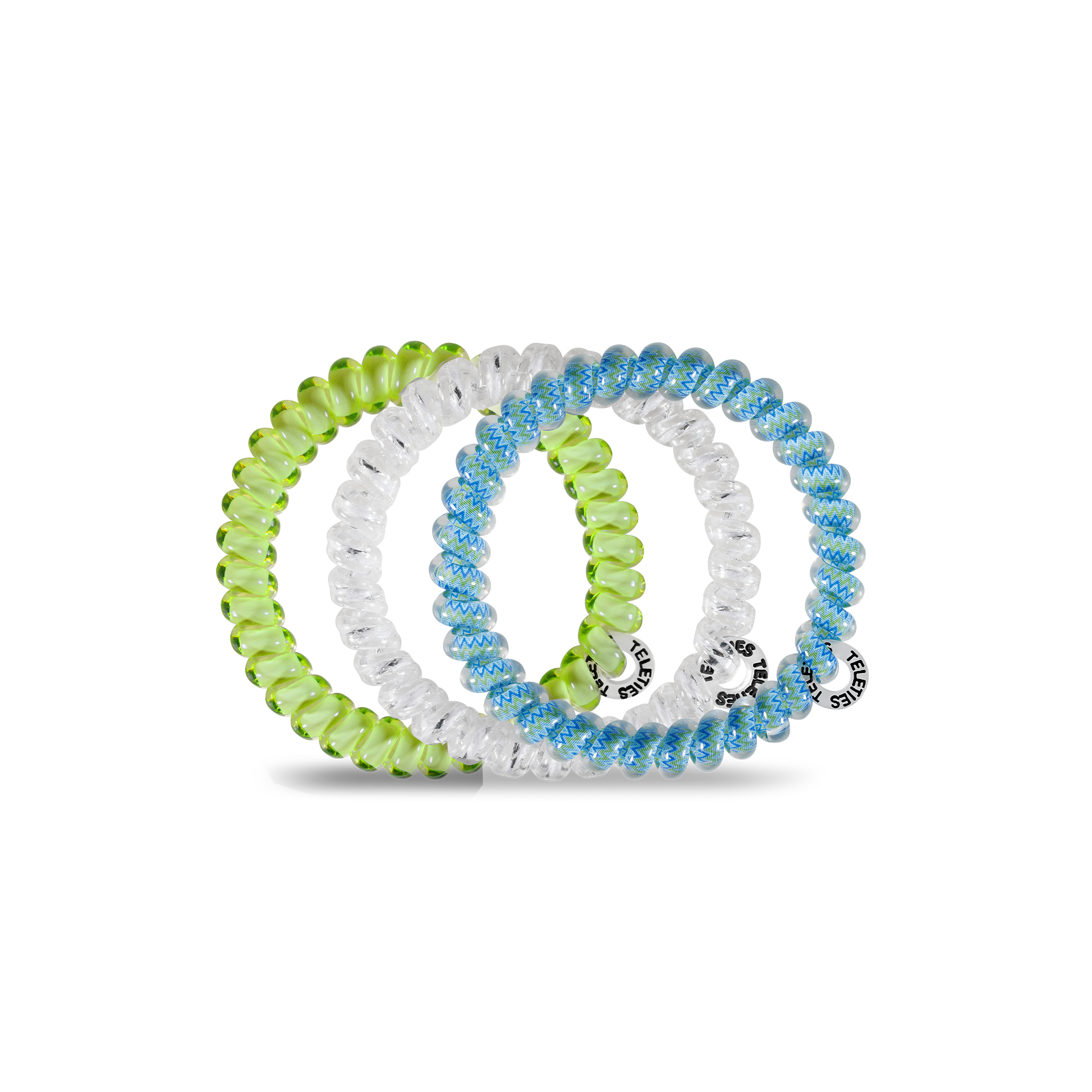 TELETIES - Ocean Villa - Small Spiral Hair Coils, Hair Ties, 3-Pack