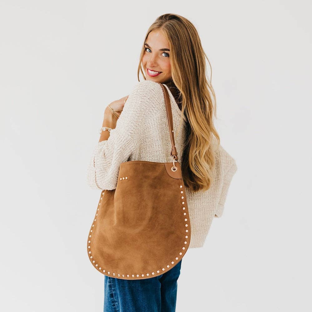 Pretty Simple - Rosalie Rivet Suede Hobo Bag