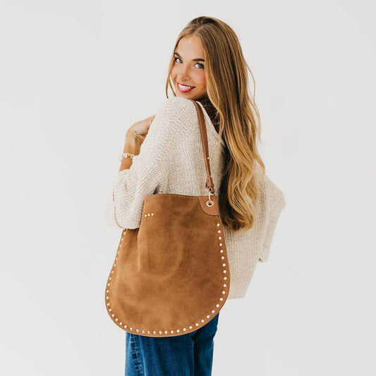 Pretty Simple - Rosalie Rivet Suede Hobo Bag