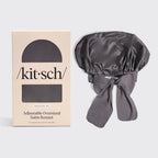 KITSCH - Adjustable Oversized Satin Bonnet- Charcoal