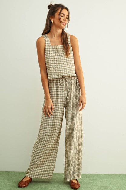 Jillian Gingham Sleeveless Top