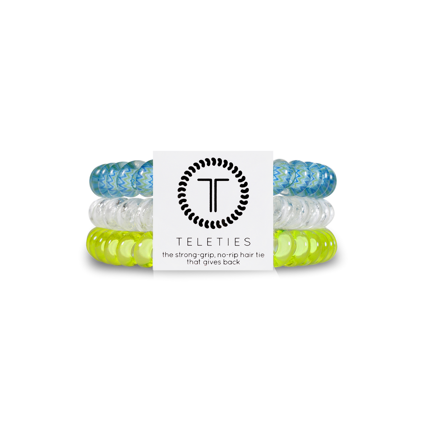 TELETIES - Ocean Villa - Small Spiral Hair Coils, Hair Ties, 3-Pack