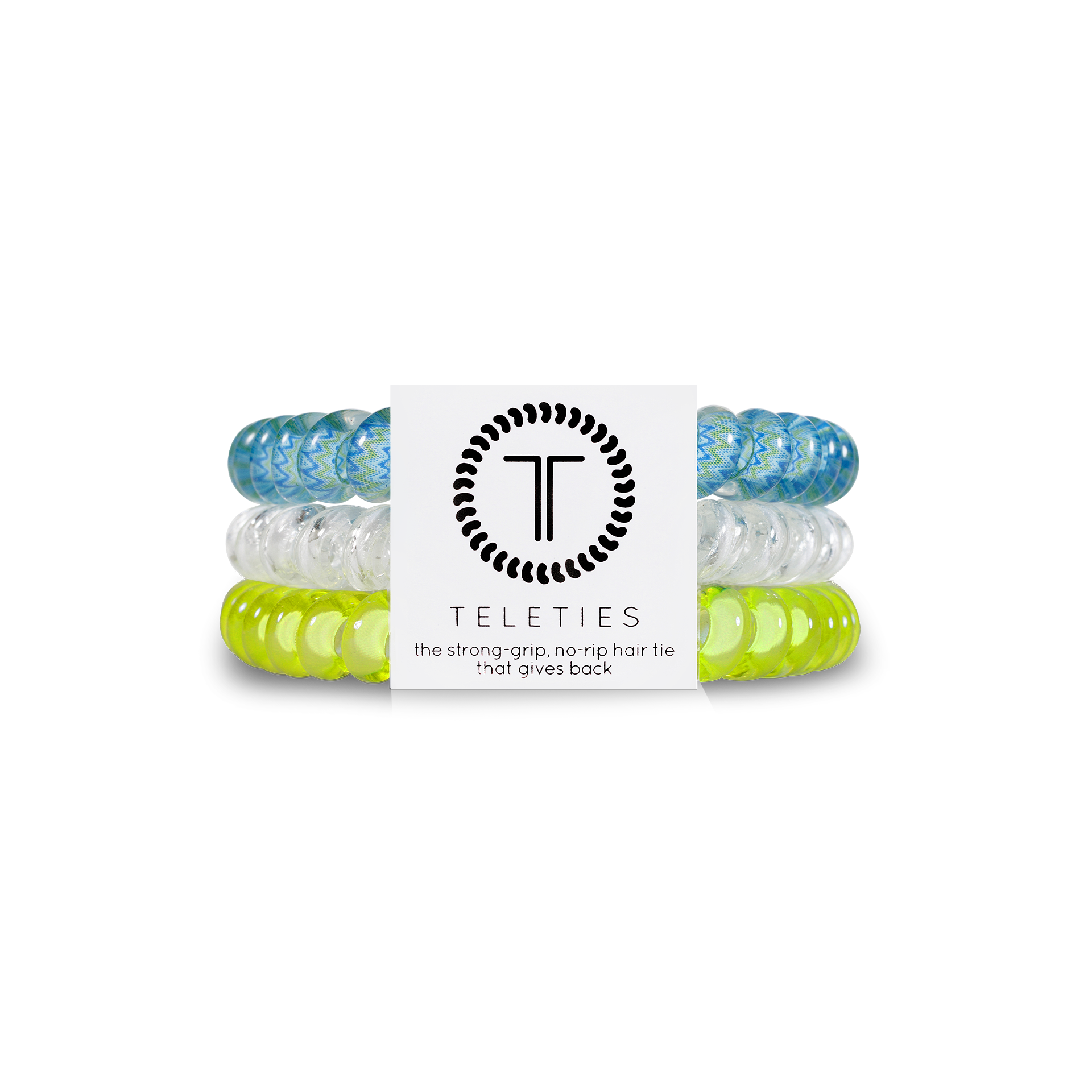 TELETIES - Ocean Villa - Small Spiral Hair Coils, Hair Ties, 3-Pack