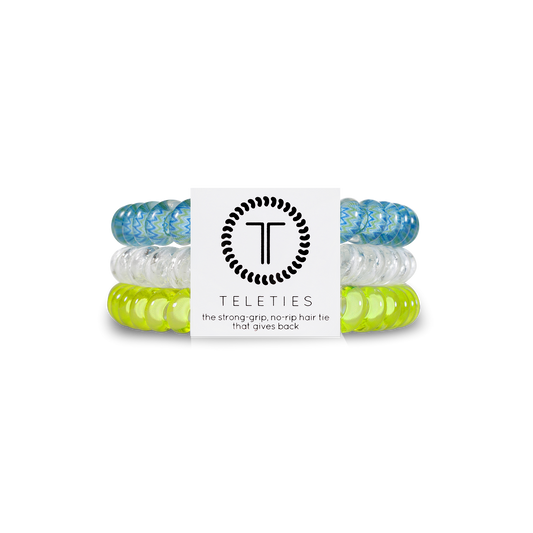 TELETIES - Ocean Villa - Small Spiral Hair Coils, Hair Ties, 3-Pack