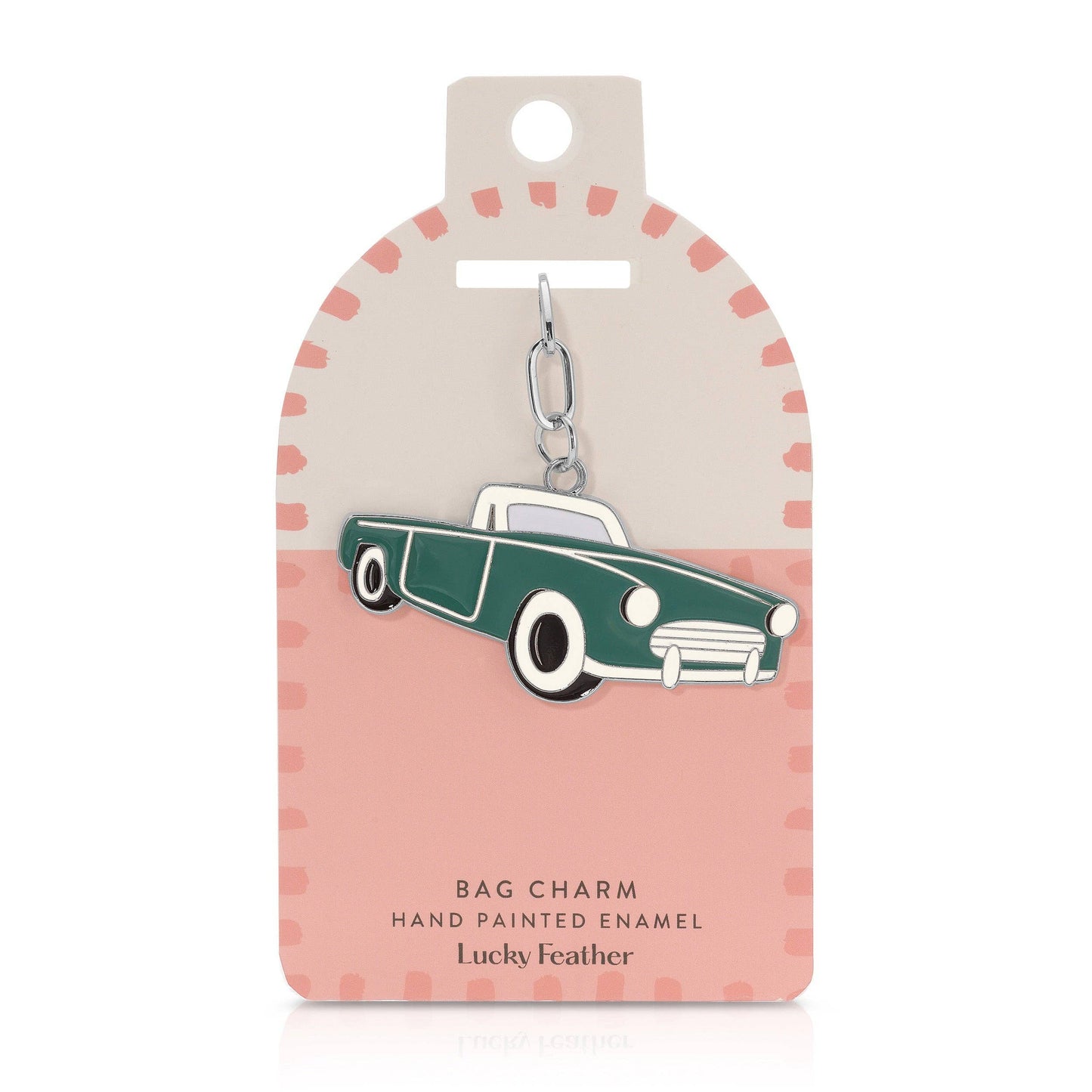 Lucky Feather - Enamel Bag Charm - Car