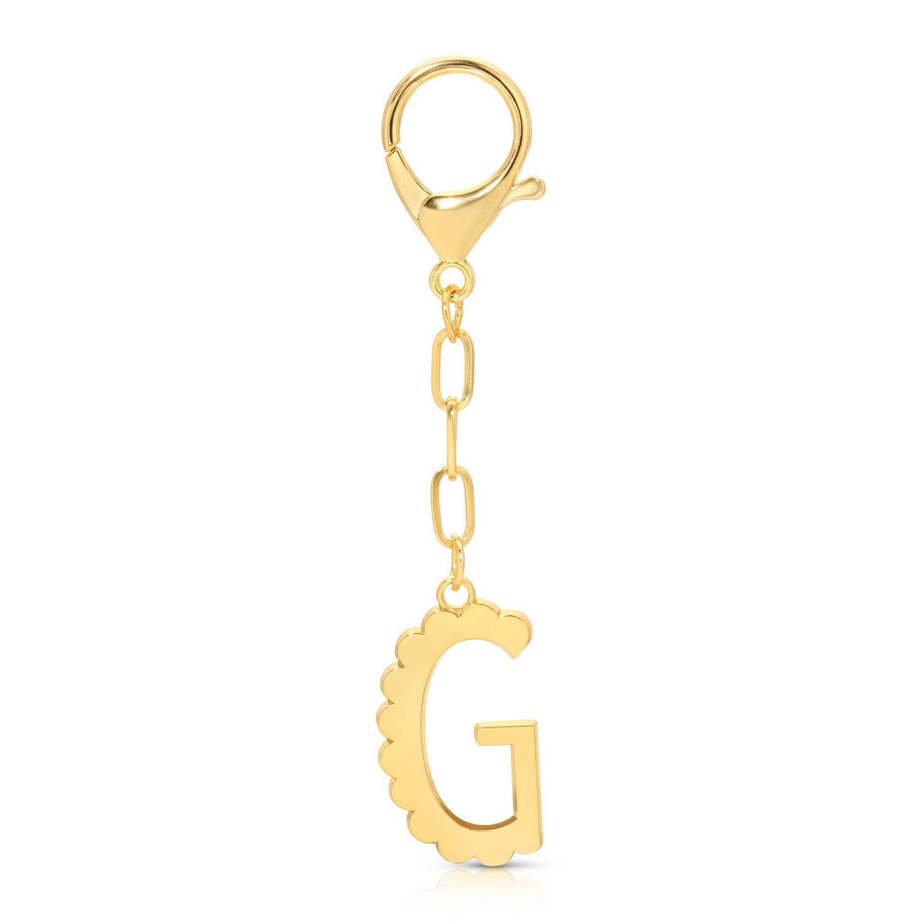 Lucky Feather - Enamel Bag Charm / Keychain - Letter - G