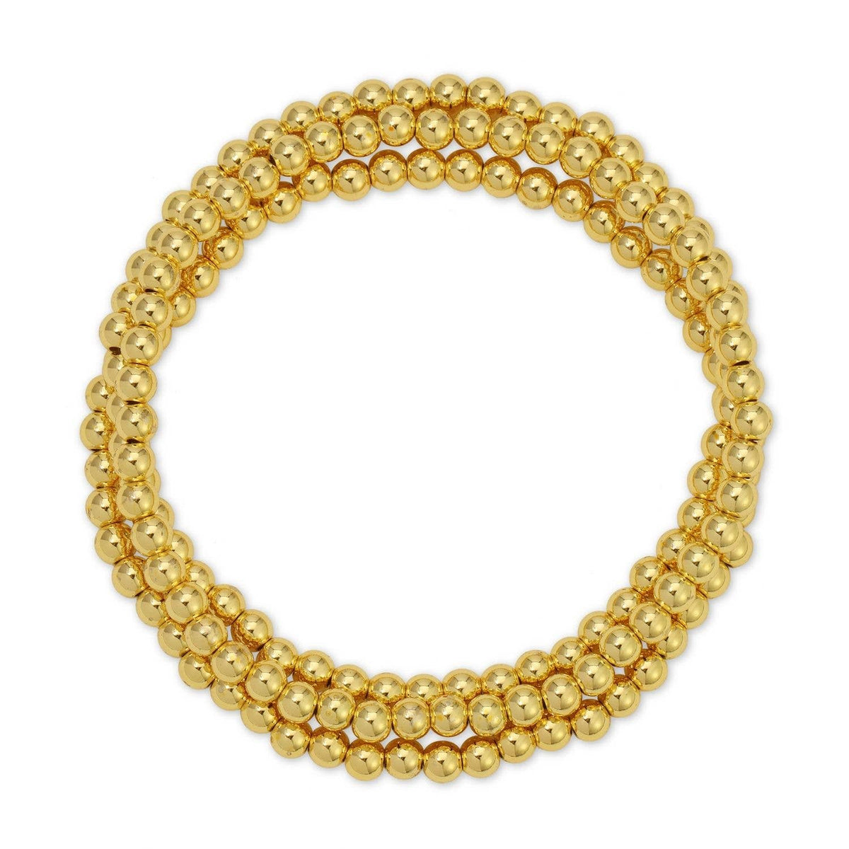 Splendid Iris - Classic Beaded Stretch Bracelets: Gold / 4mm