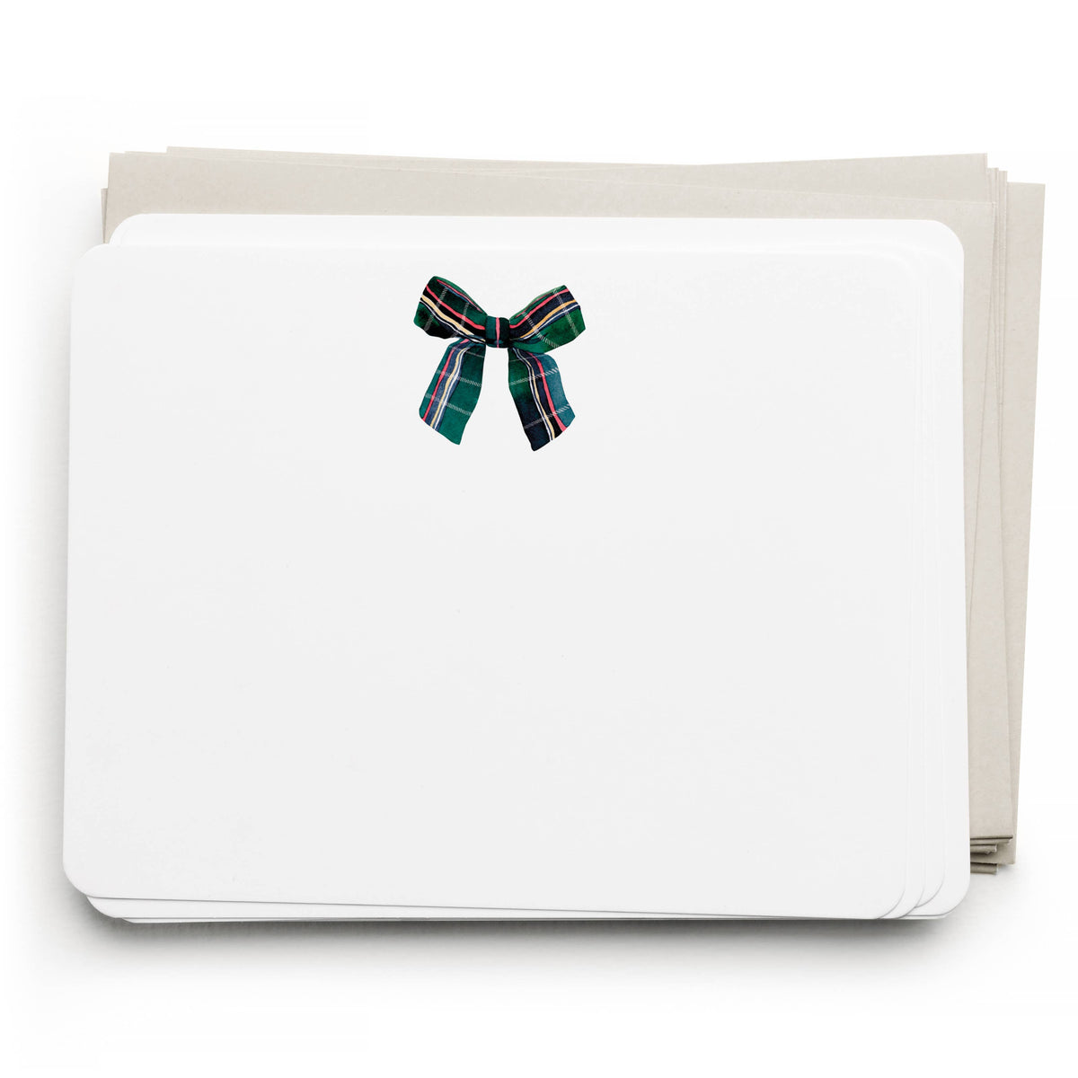E. Frances Paper - Plaid Bow Flat Notecard Set, 8 Cards & Envelopes