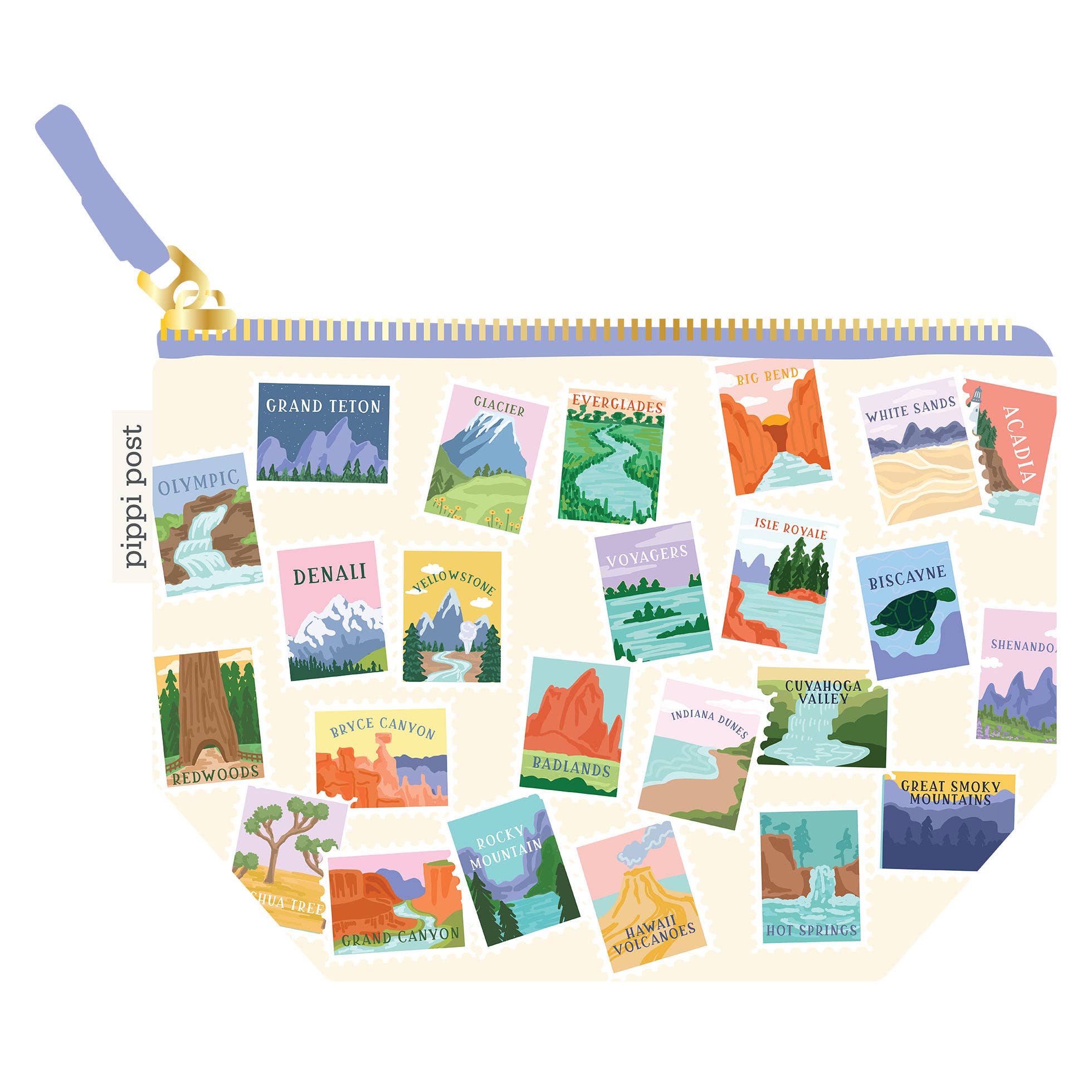 Pippi Post - National Parks Stamps Canvas Pouch