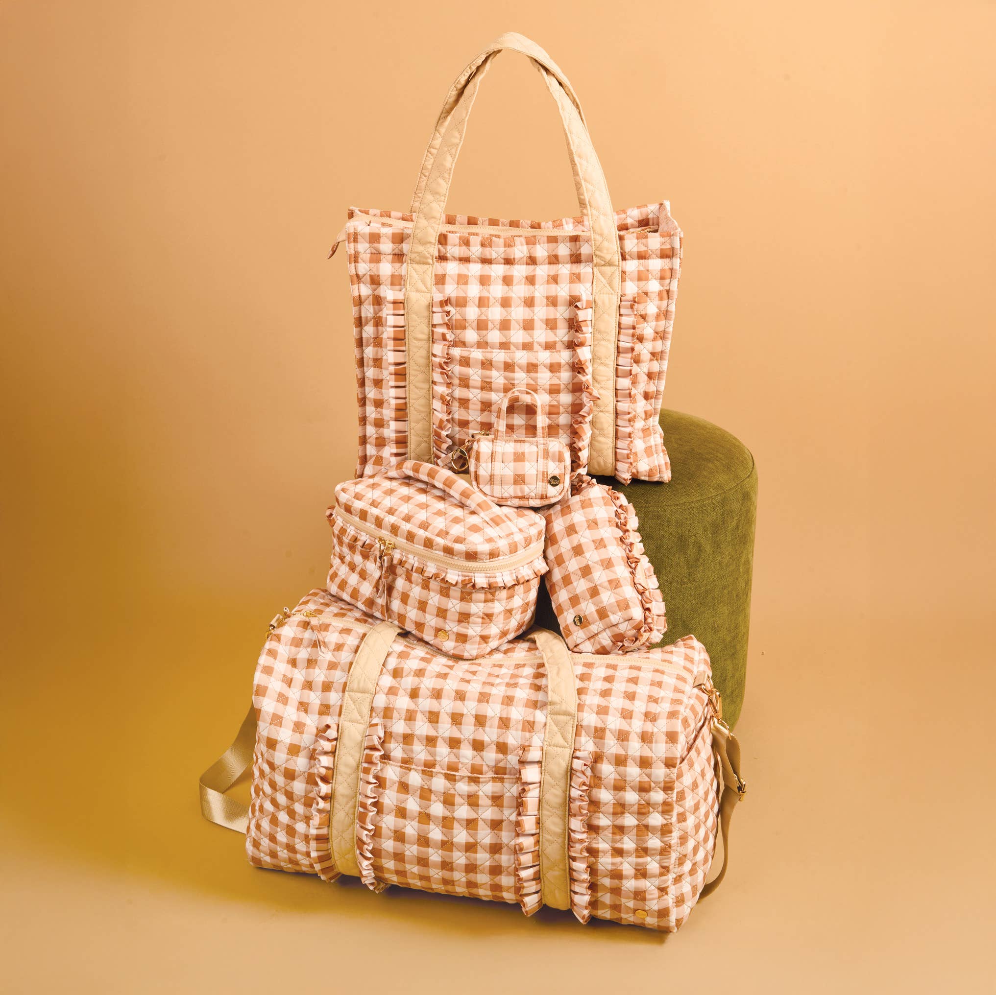 The Darling Effect - Essentials Quilted Cosmetic Pouch-Maple Gingham