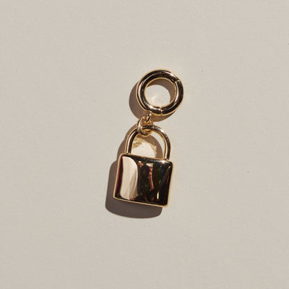 Nickel and Suede - Gold Lock Charm
