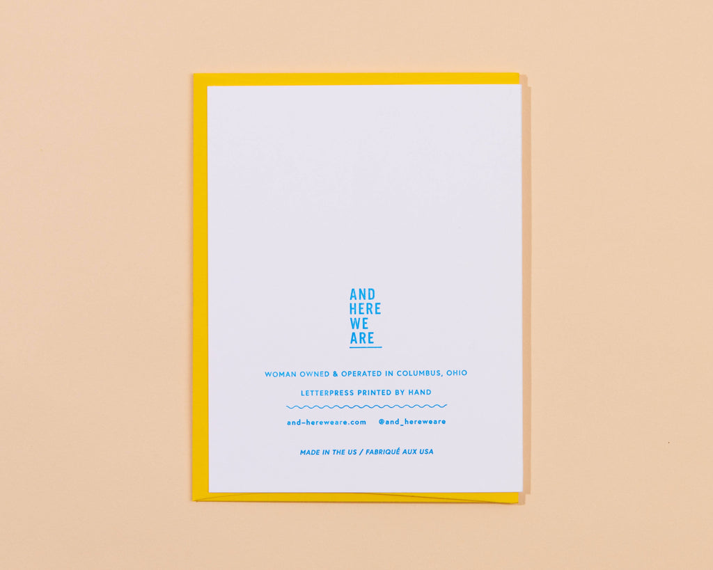 And Here We Are - Teacher Appreciation Ribbon Thank You Letterpress Greeting Card - teacher gift