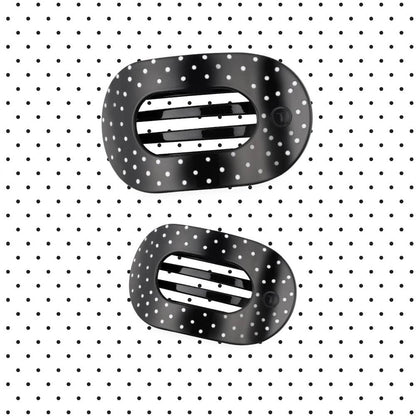 TELETIES - Black Polka Dot Party Large Flat Round Hair Clip