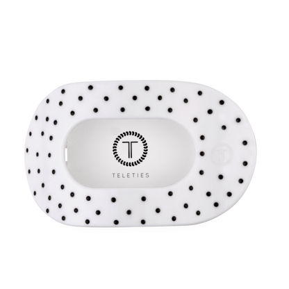 TELETIES - White Polka Dot Party Large Flat Round Hair Clip