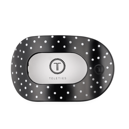TELETIES - Black Polka Dot Party Large Flat Round Hair Clip