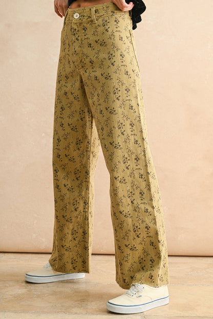 Tessa Floral Print Pants - Toasted Vanilla