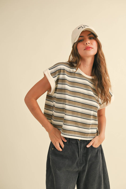 MIOU MUSE - MULTI STRIPE T-SHIRT