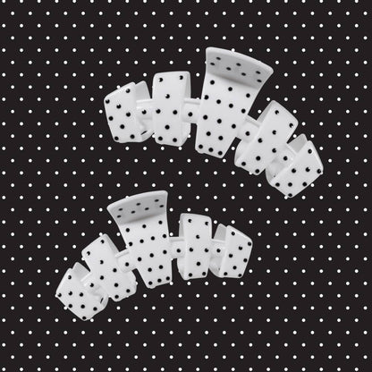 TELETIES - Classic White Polka Dot Party Medium Claw Clip