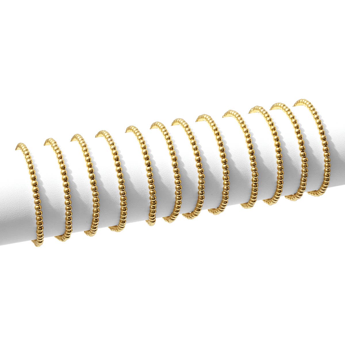 Splendid Iris - 4mm Bead Stretch Bracelets - Silver