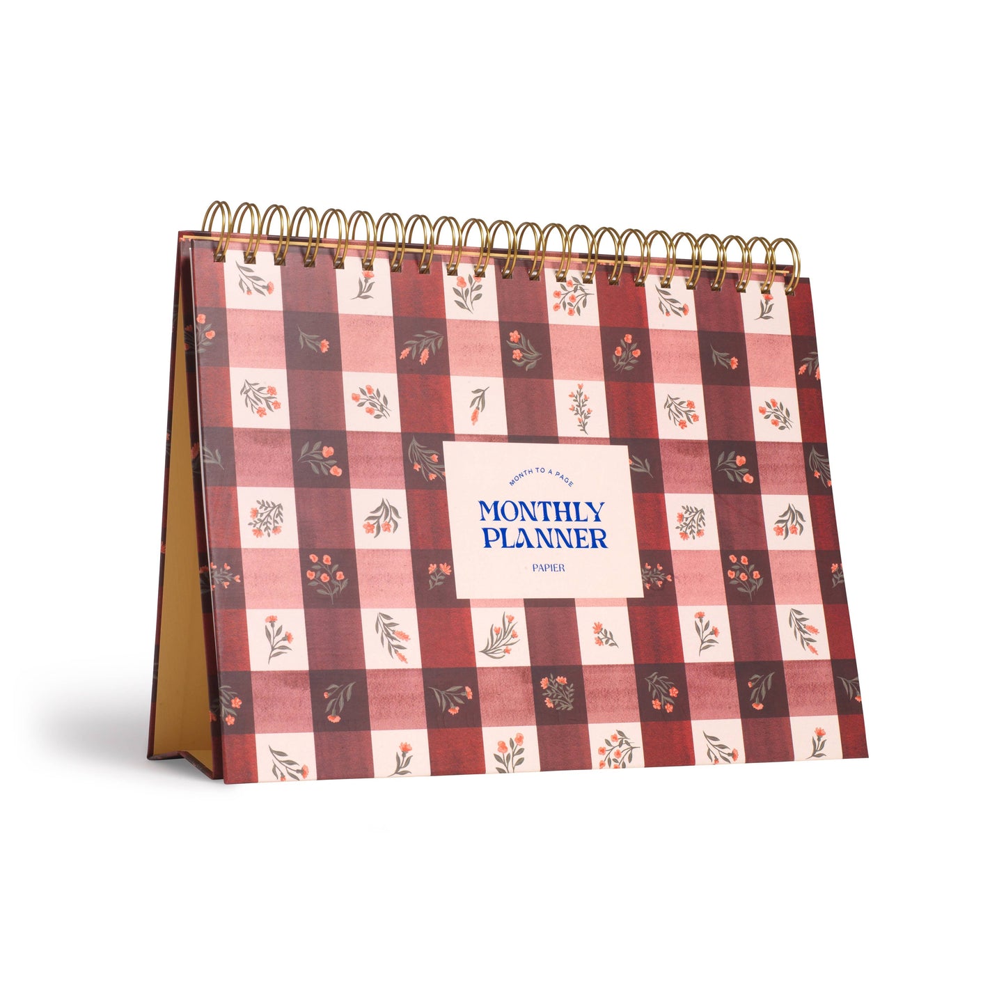 Papier - Floral Gingham Spiral Undat Monthly Desk Pad