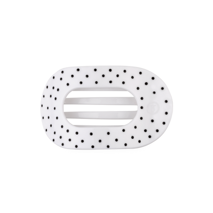 TELETIES - White Polka Dot Party Medium Flat Round Hair Clip
