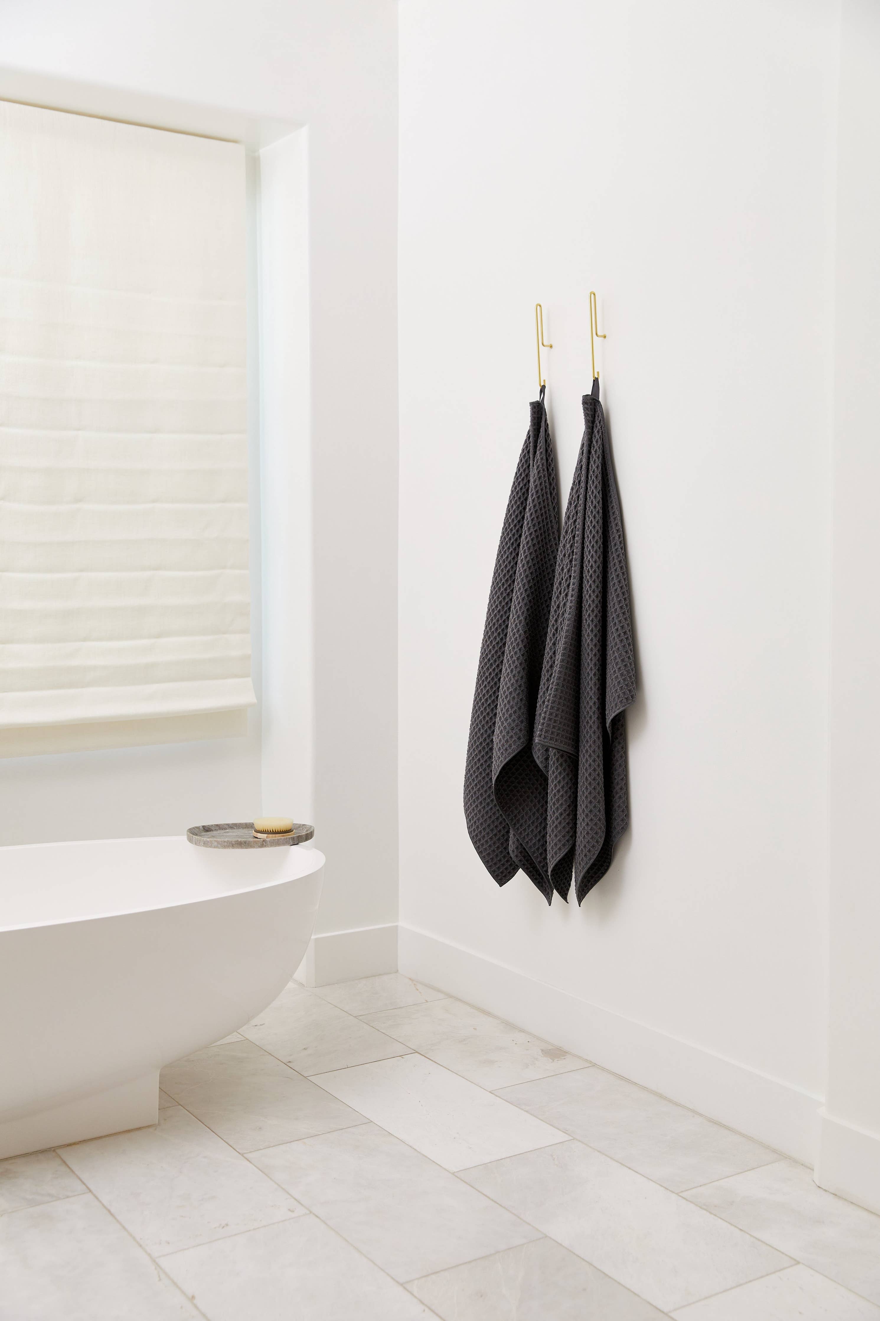 Geometry - Charcoal Waffle Bath Towel