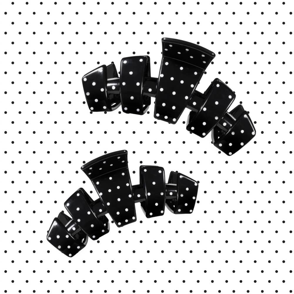 TELETIES - Classic Black Polka Dot Party Medium Claw Clip
