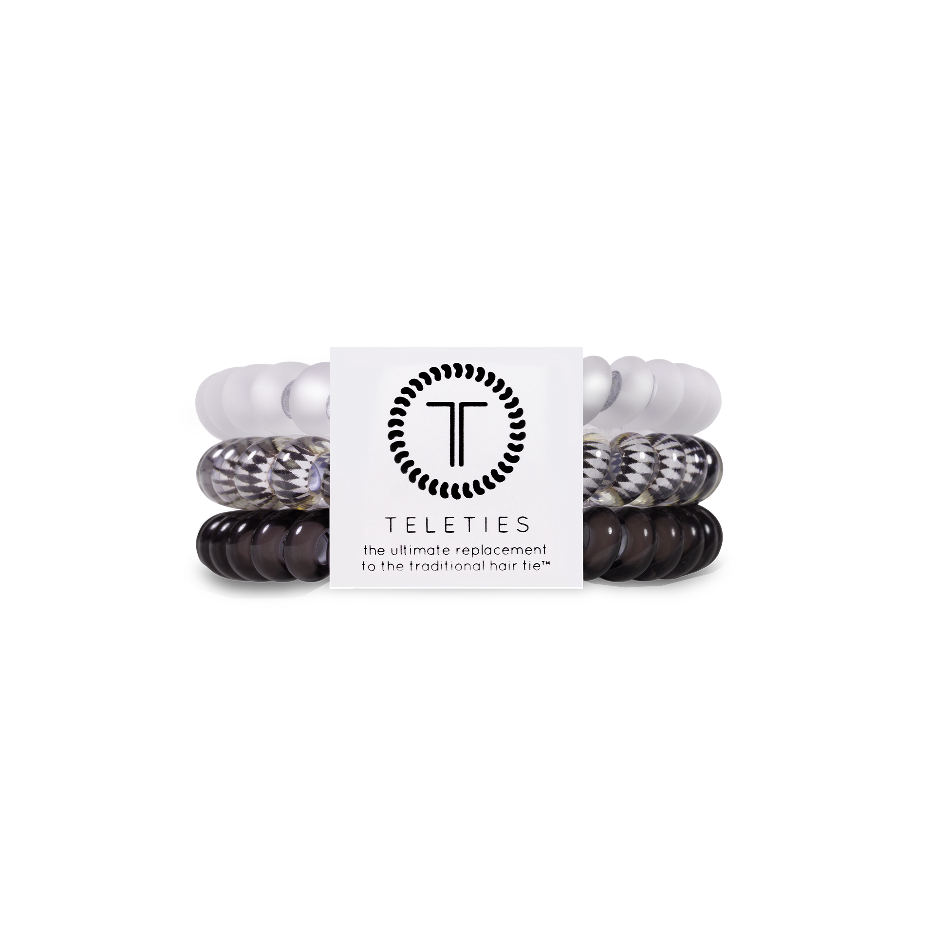 TELETIES - Spiral Hair Coils | Small | Silver Flames Hair Ties