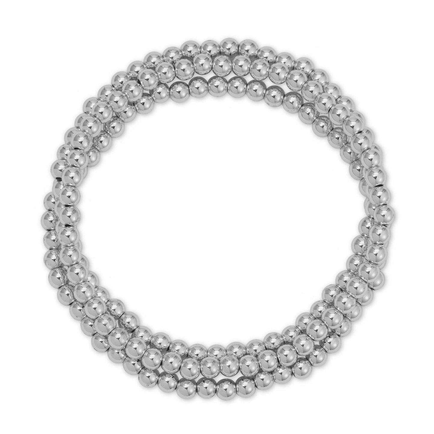 Splendid Iris - 4mm Bead Stretch Bracelets - Silver
