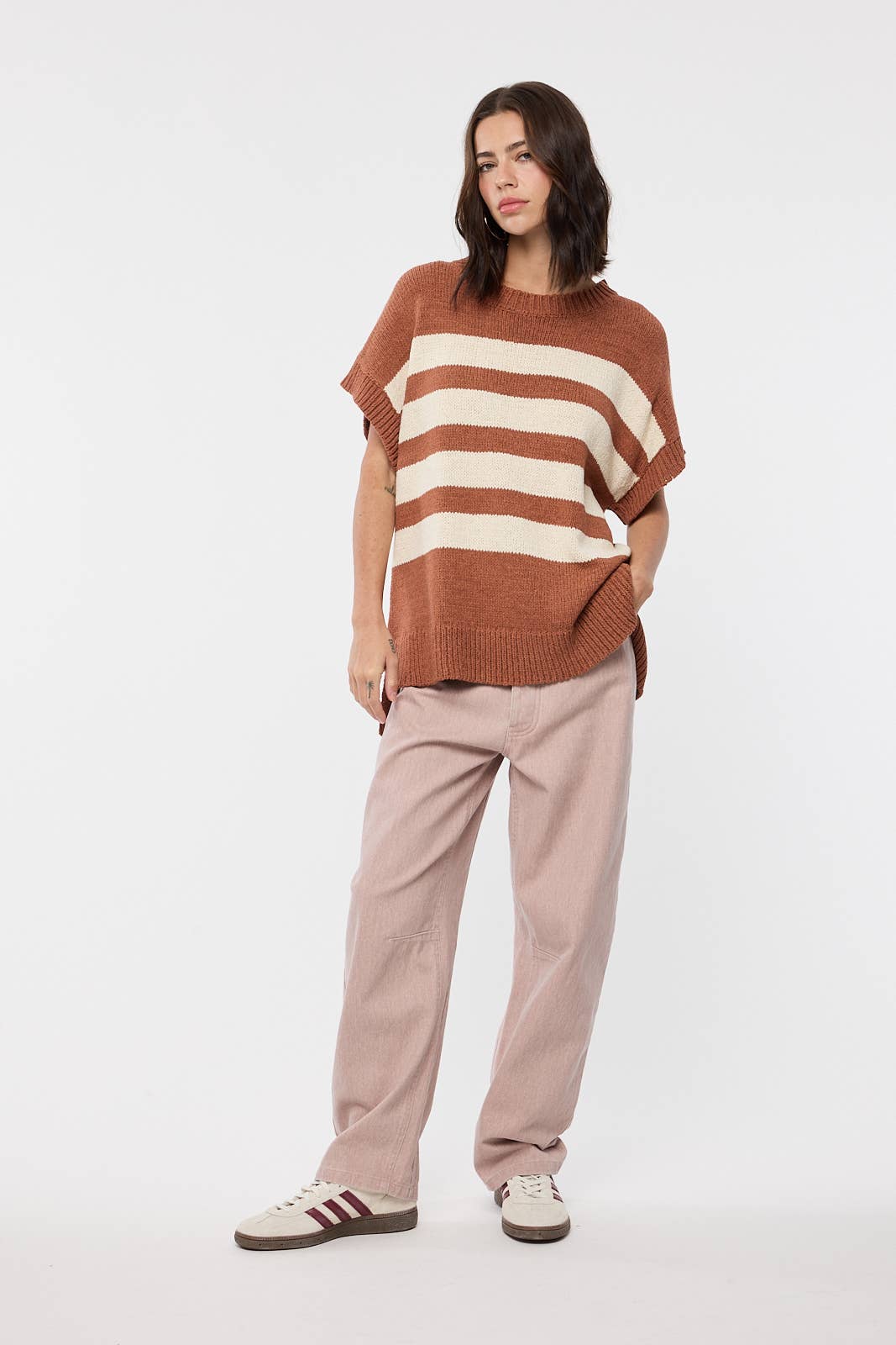 Wishlist Apparel - STRIPED DROP SHOULDER SWEATER TOP