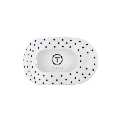 TELETIES - White Polka Dot Party Medium Flat Round Hair Clip