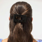 TELETIES - Flat Rectangle Hair Clip | Small | Jet Black