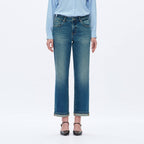BAYEAS - MID RISE STRAIGHT JEANS WITH FINISHED HEM