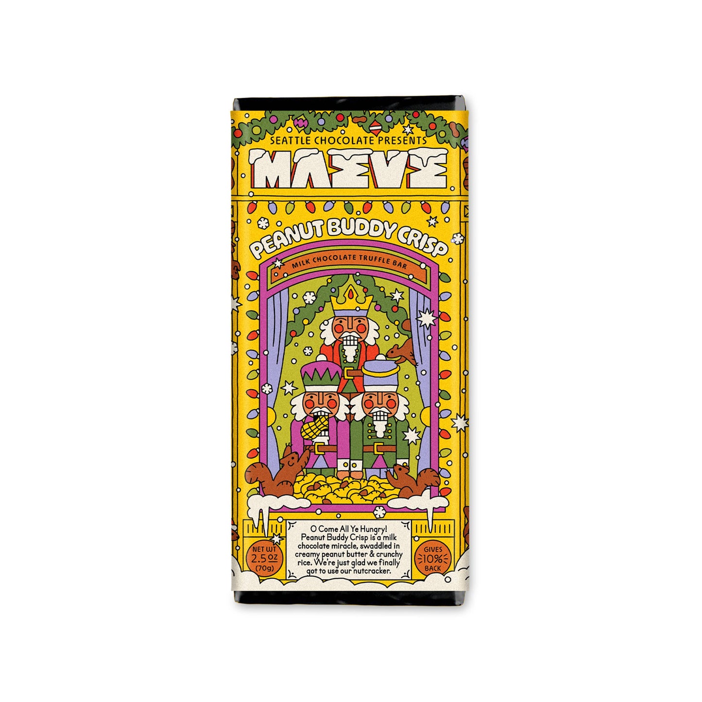Seattle Chocolate Presents Maeve - Holiday - Peanut Buddy Crisp Truffle Bar
