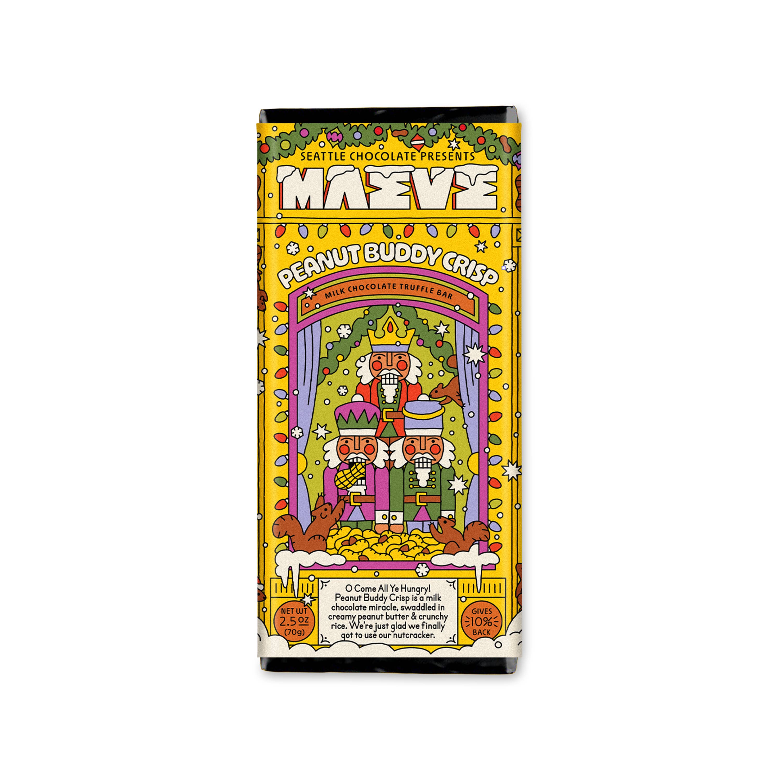 Seattle Chocolate Presents Maeve - Holiday - Peanut Buddy Crisp Truffle Bar
