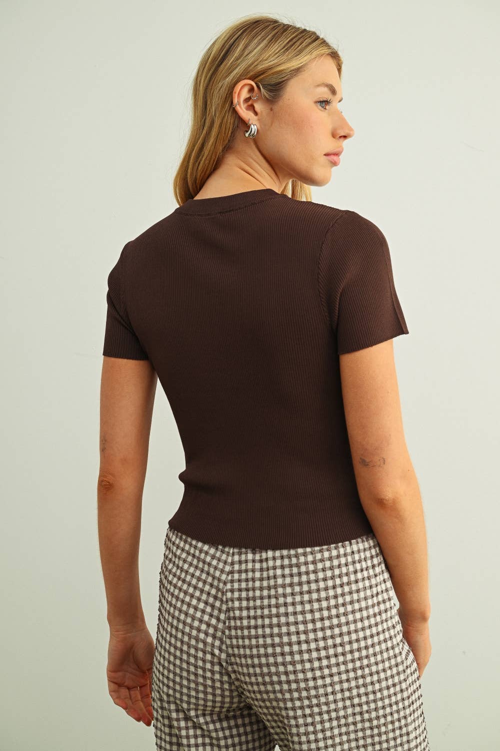 Gretchen Essential Classic Short Sleeve Rib Top