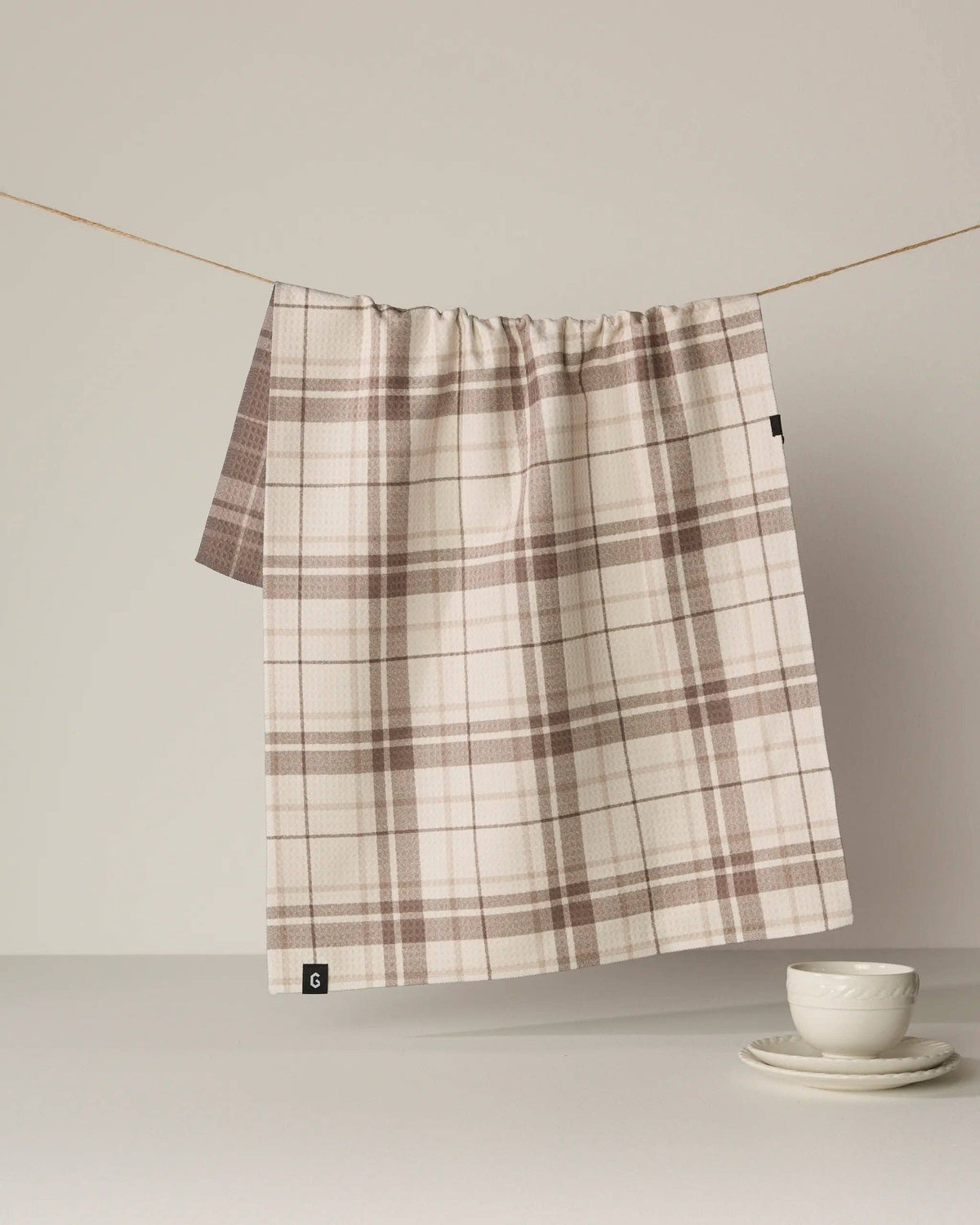 Geometry - Oat Plaid Luxe Kitchen Towel