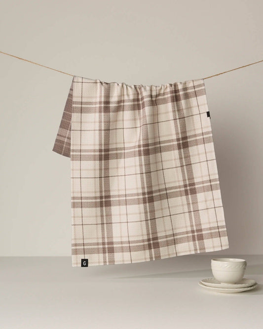 Geometry - Oat Plaid Luxe Kitchen Towel