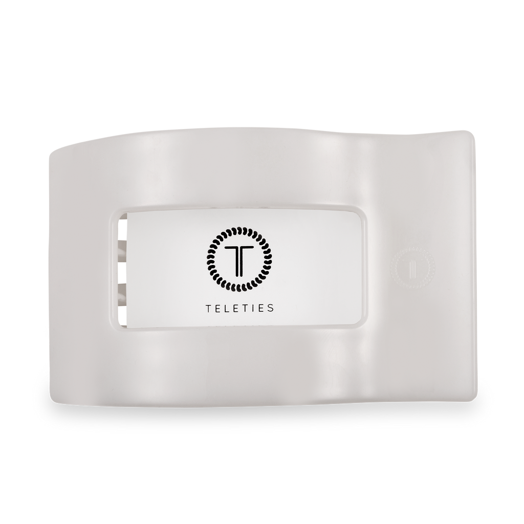 TELETIES - Flat Rectangle Hair Clip | Large | Coconut White