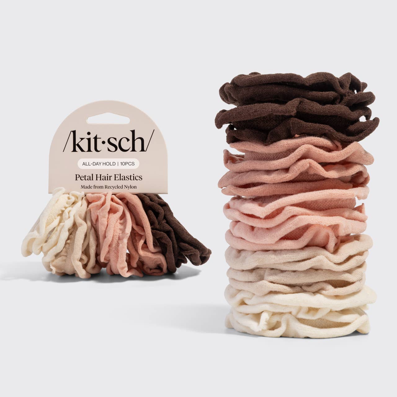 KITSCH - Recycled Fabric Petal Hair Elastics 10pc Set - Blush