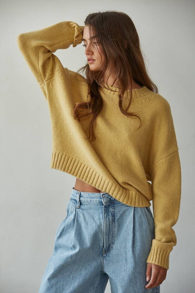By Together - Knit Sweater Crew Neck Long Sleeve Pullover Top