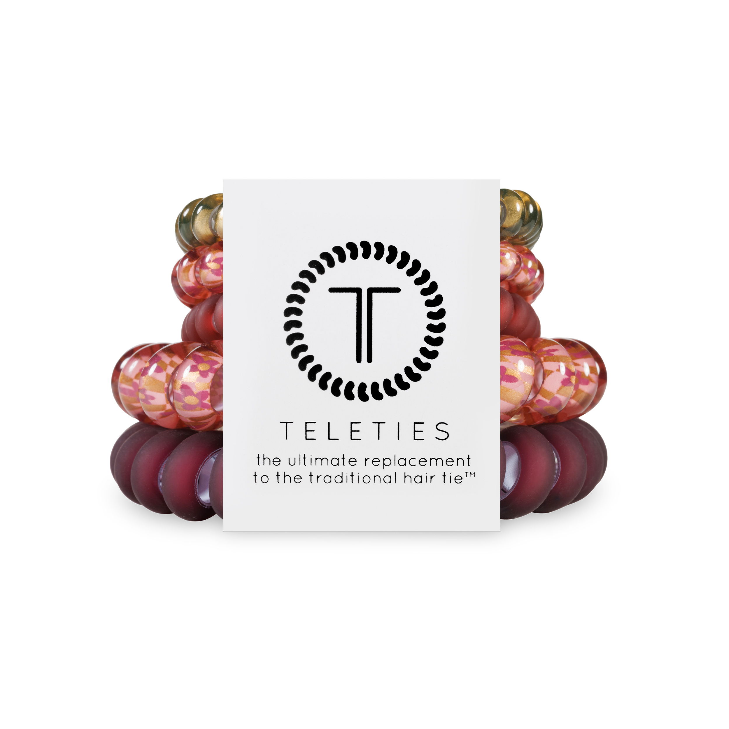 TELETIES - Spiral Hair Coils | Mixed Pack | Burgundy Bliss Hair Ties