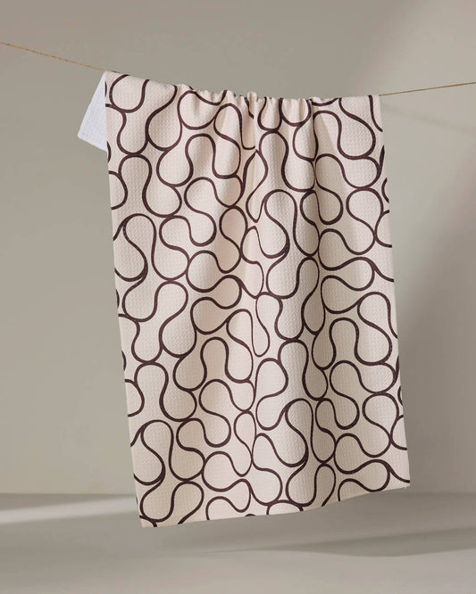 Geometry - Coffee Swirl Tea Towel
