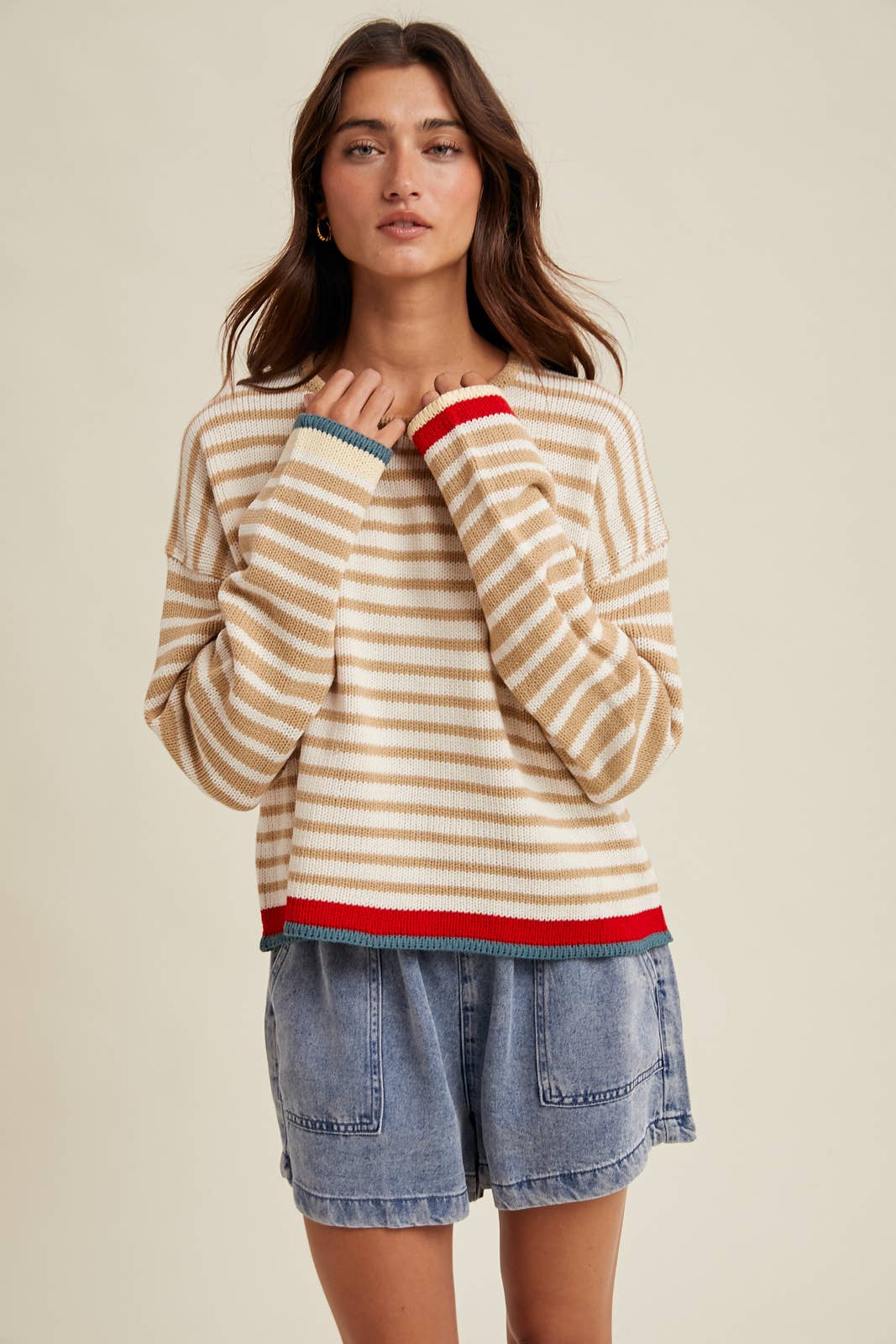 Wishlist Apparel - STRIPED DROP SHOULDER SWEATER